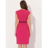 image:imageAllegra K Business Dress for Womens Work Elegant 2026 Cap Sleeve Belted Office Sheath DressesHot Pink