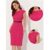image:imageAllegra K Business Dress for Womens Work Elegant 2026 Cap Sleeve Belted Office Sheath DressesHot Pink