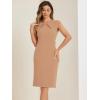 image:imageAllegra K Business Dress for Womens Work Elegant 2026 Cap Sleeve Belted Office Sheath DressesKhaki
