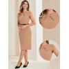 image:imageAllegra K Business Dress for Womens Work Elegant 2026 Cap Sleeve Belted Office Sheath DressesKhaki