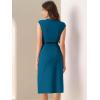 image:imageAllegra K Business Dress for Womens Work Elegant 2026 Cap Sleeve Belted Office Sheath DressesLake Blue