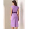 image:imageAllegra K Business Dress for Womens Work Elegant 2026 Cap Sleeve Belted Office Sheath DressesLavender