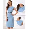 image:imageAllegra K Business Dress for Womens Work Elegant 2026 Cap Sleeve Belted Office Sheath DressesLight Blue