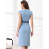 image:imageAllegra K Business Dress for Womens Work Elegant 2026 Cap Sleeve Belted Office Sheath DressesLight Blue