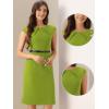 image:imageAllegra K Business Dress for Womens Work Elegant 2026 Cap Sleeve Belted Office Sheath DressesLight Green