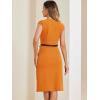 image:imageAllegra K Business Dress for Womens Work Elegant 2026 Cap Sleeve Belted Office Sheath DressesOrange
