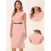 image:imageAllegra K Business Dress for Womens Work Elegant 2026 Cap Sleeve Belted Office Sheath DressesPink