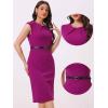 image:imageAllegra K Business Dress for Womens Work Elegant 2026 Cap Sleeve Belted Office Sheath DressesPurple