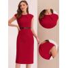 image:imageAllegra K Business Dress for Womens Work Elegant 2026 Cap Sleeve Belted Office Sheath DressesRed