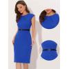 image:imageAllegra K Business Dress for Womens Work Elegant 2026 Cap Sleeve Belted Office Sheath DressesRoyal Blue