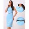 image:imageAllegra K Business Dress for Womens Work Elegant 2026 Cap Sleeve Belted Office Sheath DressesSky Blue