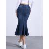 image:imageAllegra K Denim Jean Skirt for Women Casual Washed High Waisted Fishtail Midi Jean SkirtsDark Blue