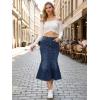image:imageAllegra K Denim Jean Skirt for Women Casual Washed High Waisted Fishtail Midi Jean SkirtsDark Blue