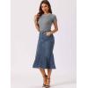 image:imageAllegra K Denim Jean Skirt for Women Casual Washed High Waisted Fishtail Midi Jean SkirtsGrey Blue