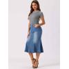 image:imageAllegra K Denim Jean Skirt for Women Casual Washed High Waisted Fishtail Midi Jean SkirtsSky Blue