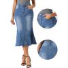 image:imageAllegra K Denim Jean Skirt for Women Casual Washed High Waisted Fishtail Midi Jean SkirtsSky Blue