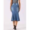 image:imageAllegra K Denim Jean Skirt for Women Casual Washed High Waisted Fishtail Midi Jean SkirtsSky Blue