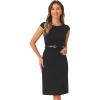 image:imageAllegra K Business Dress for Womens Work Elegant 2026 Cap Sleeve Belted Office Sheath DressesBlack