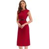 image:imageAllegra K Business Dress for Womens Work Elegant 2026 Cap Sleeve Belted Office Sheath DressesRed