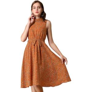 image:imageAllegra K Womens Casual Flowy Sundress Halter Neck Sleeveless Floral DressOrange