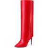 image:imageAllegra K Knee High Boots Women Pointed Toe Stiletto Heel Shark Boots Fold Over Boots for WomenRed