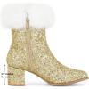 image:imageAllegra K Sparkly Glitter Boots for Women Square Toe Chunky Heel Faux Fur Ankle BootsGold