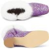 image:imageAllegra K Sparkly Glitter Boots for Women Square Toe Chunky Heel Faux Fur Ankle BootsPurple