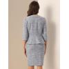 image:imageAllegra K Womens 2 Piece Skirt Sets 34 Sleeve Collarless Tweed Jacket Pencil Skirt Set Elegant Business Casual OutfitGray Blue