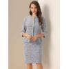image:imageAllegra K Womens 2 Piece Skirt Sets 34 Sleeve Collarless Tweed Jacket Pencil Skirt Set Elegant Business Casual OutfitGray Blue