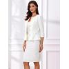 image:imageAllegra K Womens 2 Piece Skirt Sets 34 Sleeve Collarless Tweed Jacket Pencil Skirt Set Elegant Business Casual OutfitWhite