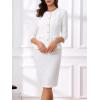 image:imageAllegra K Womens 2 Piece Skirt Sets 34 Sleeve Collarless Tweed Jacket Pencil Skirt Set Elegant Business Casual OutfitWhite