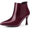 image:imageAllegra K Womens Pointed Toe Stiletto Heels Chelsea Ankle BootiesBurgundy