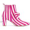 image:imageAllegra K Womens Pointed Toe Zip Striped Chunky Heels Ankle BootsHot Pink