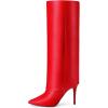 image:imageAllegra K Knee High Boots Women Pointed Toe Stiletto Heel Shark Boots Fold Over Boots for WomenRed
