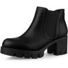 image:imageAllegra K Womens Lug Sole Chunky Heel Chelsea Black Ankle Boots 8 M US