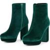 image:imageAllegra K Womens Platform Block Heels Faux Velvet Ankle BootsGreen