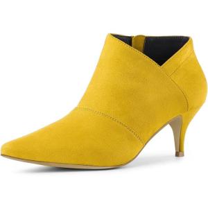 image:imageAllegra K Womens Pointed Toe Kitten Heel Cutout Yellow Ankle Boots 75 M US