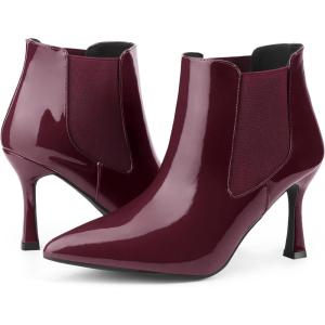 image:imageAllegra K Womens Pointed Toe Stiletto Heels Chelsea Ankle BootiesBurgundy