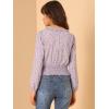 image:imageAllegra K Womens Floral Tie Neck Ruffle Collar Long Sleeve Smocked Waist Top