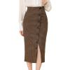 image:imageAllegra K Womens Elegant Houndstooth Elastic Waist Straight Split Midi Skirt