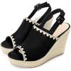 image:imageAllegra K Slingback Open Toe Platform Wedges Heel Espadrille Wedge Sandals for WomenBlack