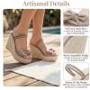 image:imageAllegra K Womens Bow Doublestrap Plaid Platform Slip Sandals Beige 75