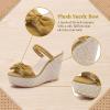 image:imageAllegra K Womens Bow Doublestrap Plaid Platform Slip Sandals Yellow 7