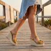 image:imageAllegra K Womens Bow Doublestrap Plaid Platform Slip Sandals Yellow 7