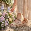 image:imageAllegra K Womens Plaid Buckle Platform Peeptoe Sandals Beige 9