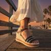 image:imageAllegra K Womens Plaid Buckle Platform Peeptoe Sandals Black 75