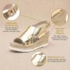 image:imageAllegra K Womens Plaid Solid Color Hollowout Buckle Platform Peeptoe Sandals Gold 9