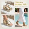 image:imageAllegra K Womens Plaid Solid Color Hollowout Buckle Platform Peeptoe Sandals Gold 9