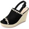 image:imageAllegra K Slingback Open Toe Platform Wedges Heel Espadrille Wedge Sandals for WomenBlack