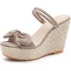 image:imageAllegra K Womens Bow Doublestrap Plaid Platform Slip Sandals Beige 65